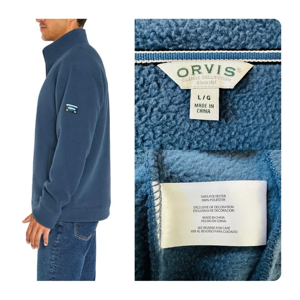 ★ NWT Orvis Men’s Full Zip Heavyweight Fleece Jacket - Blue ★ - Picture 10 of 16